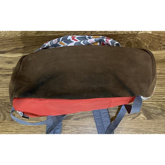 Jansport Backpack W/ Suede Leather Bottom Laptop Pocket Coral Dusk Chevron - Picture 6 of 10